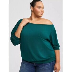 Torrid Off-Shoulder Lightweight French Terry Sweatshirt Size 3X or 22/24 Plus
